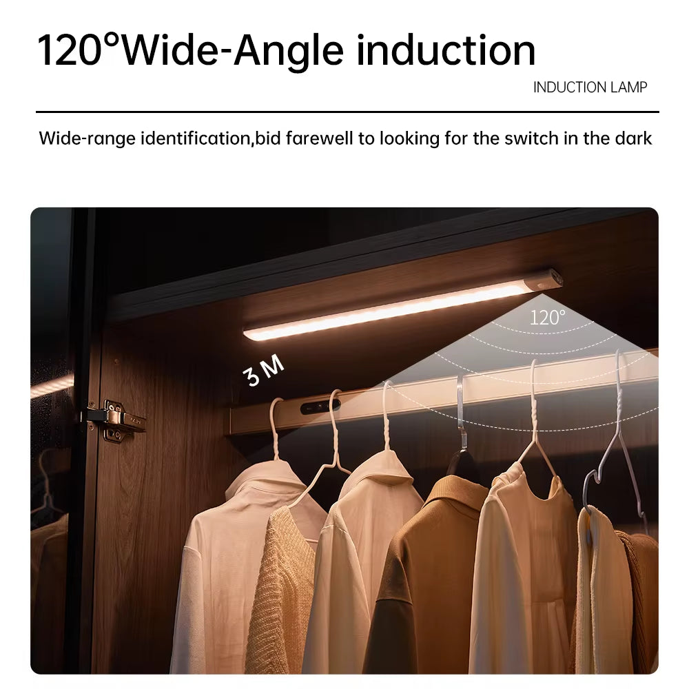 Bedroom Night Light Motion Sensor Lights Wireless USB under Cabinet Light for Kitchen Cabinet Bedroom Wardrobe Indoor Lighting