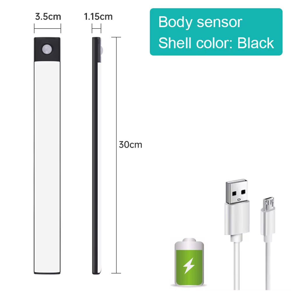 Bedroom Night Light Motion Sensor Lights Wireless USB under Cabinet Light for Kitchen Cabinet Bedroom Wardrobe Indoor Lighting